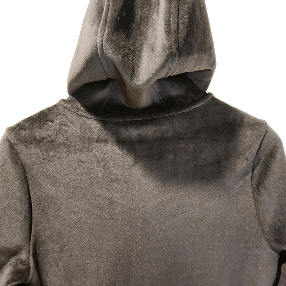 EMELY B Women's Fulm Zip Hooded Black Velvet   Sweatshirt Size M - Picture 11 of 12